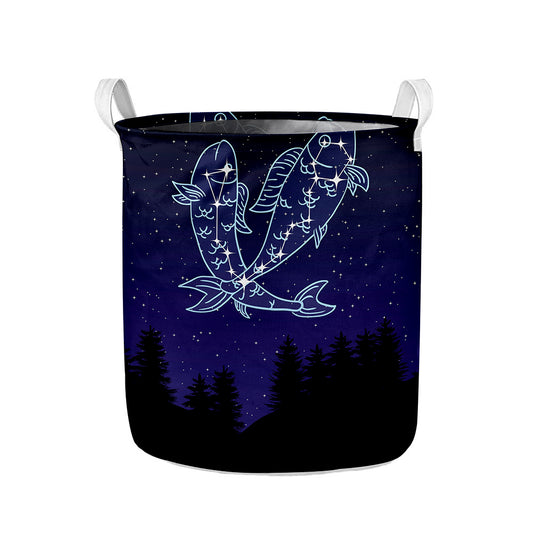 Pisces Constellation Print Collapsible Laundry Basket