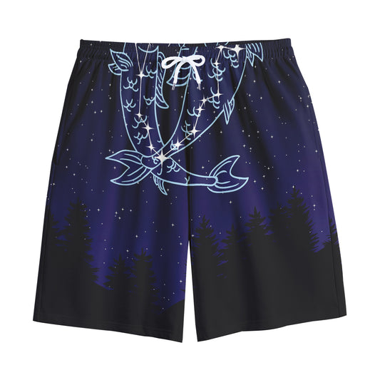 Pisces Constellation Print Cotton Shorts