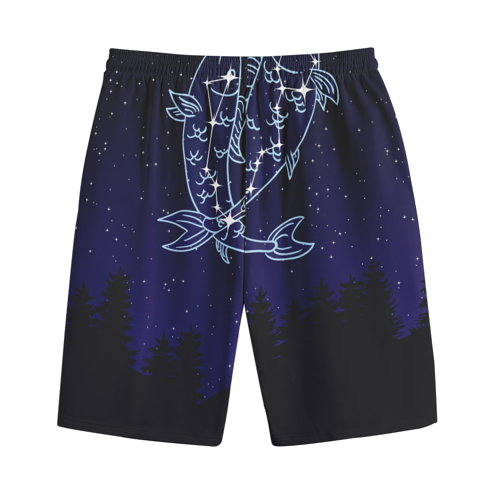 Pisces Constellation Print Cotton Shorts