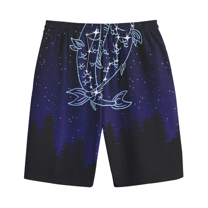 Pisces Constellation Print Cotton Shorts