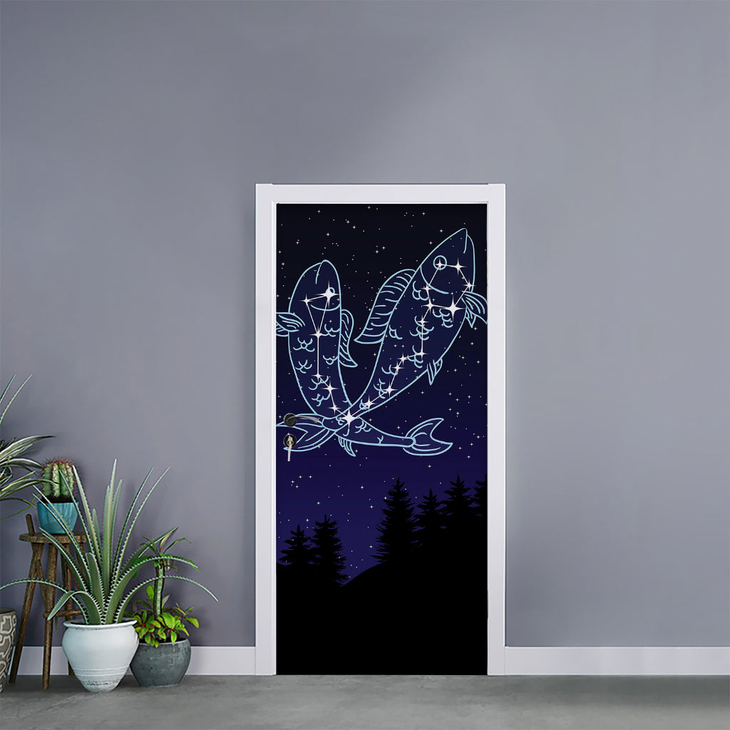 Pisces Constellation Print Door Sticker