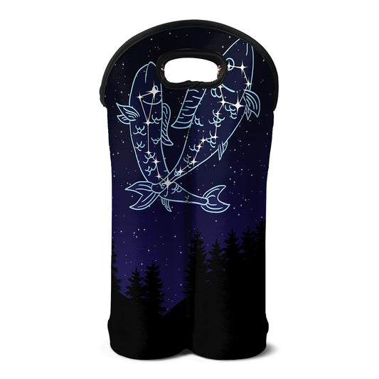 Pisces Constellation Print Double Neoprene Wine Tote