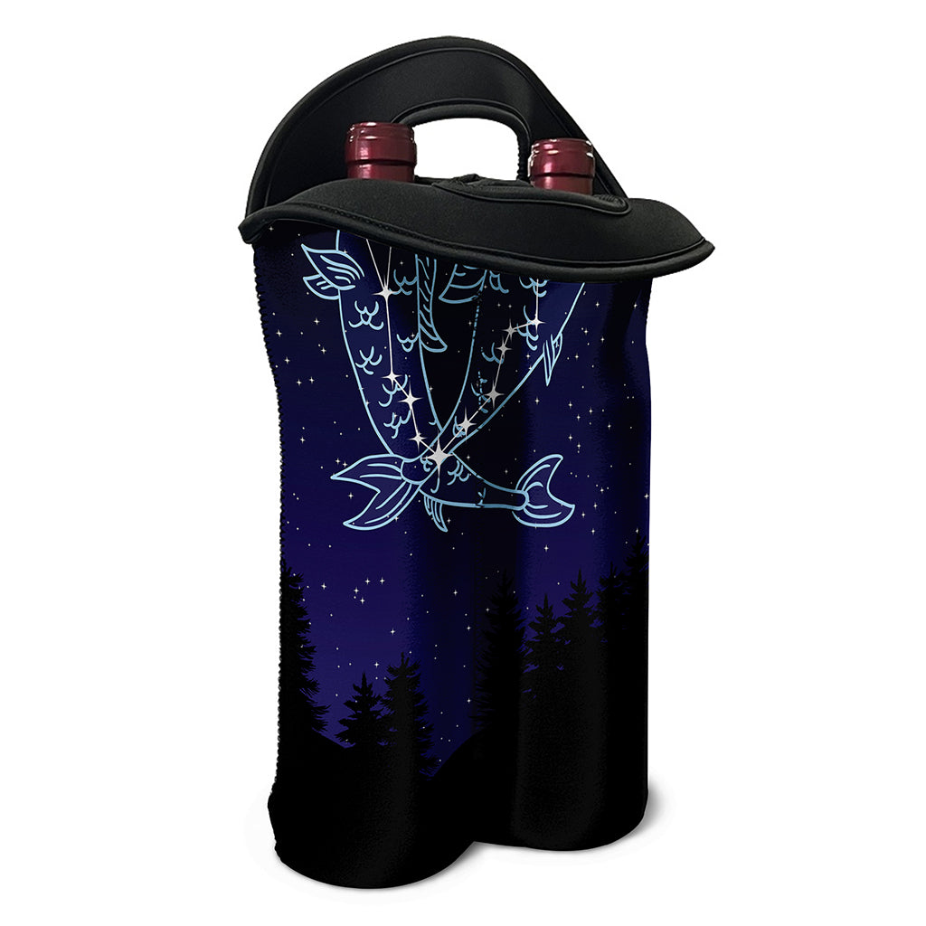 Pisces Constellation Print Double Neoprene Wine Tote