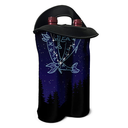 Pisces Constellation Print Double Neoprene Wine Tote