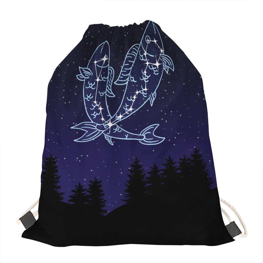 Pisces Constellation Print Drawstring Bag