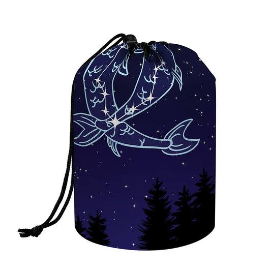 Pisces Constellation Print Drawstring Makeup Bag