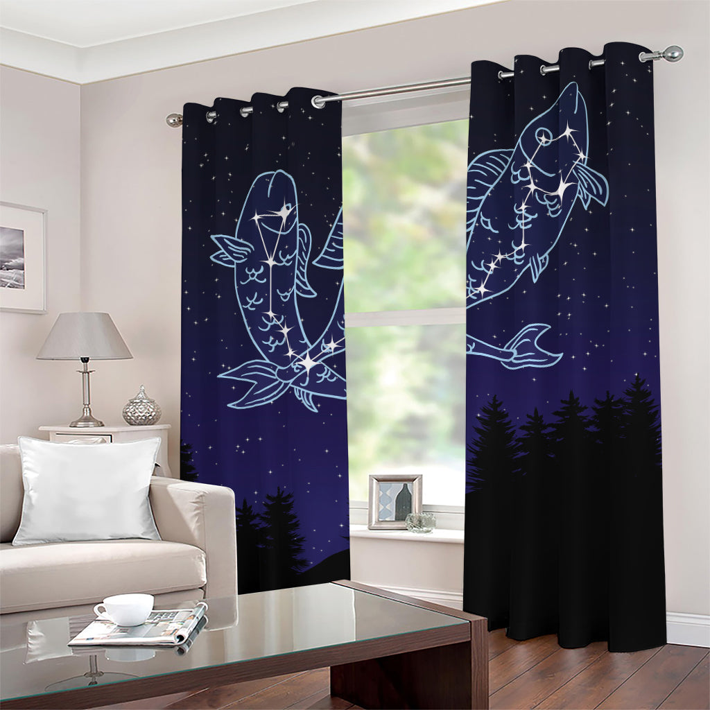 Pisces Constellation Print Grommet Curtains