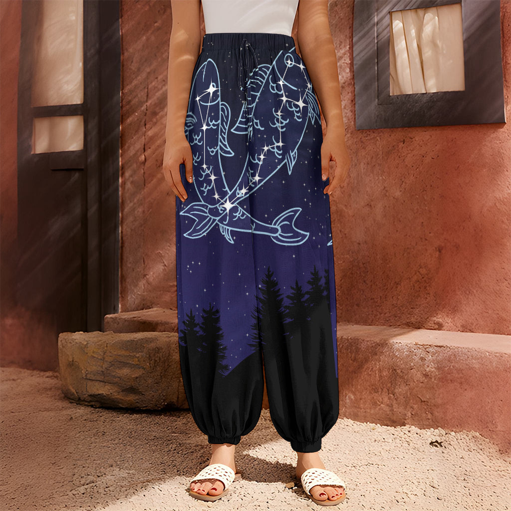 Pisces Constellation Print Harem Pants