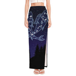 Pisces Constellation Print High Slit Maxi Skirt