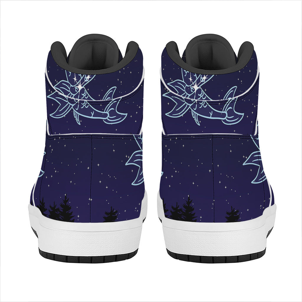 Pisces Constellation Print High Top Leather Sneakers