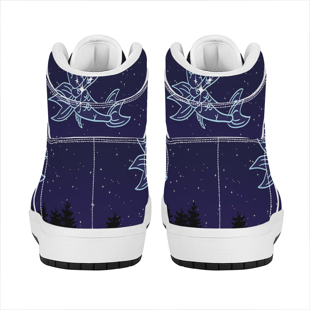 Pisces Constellation Print High Top Leather Sneakers