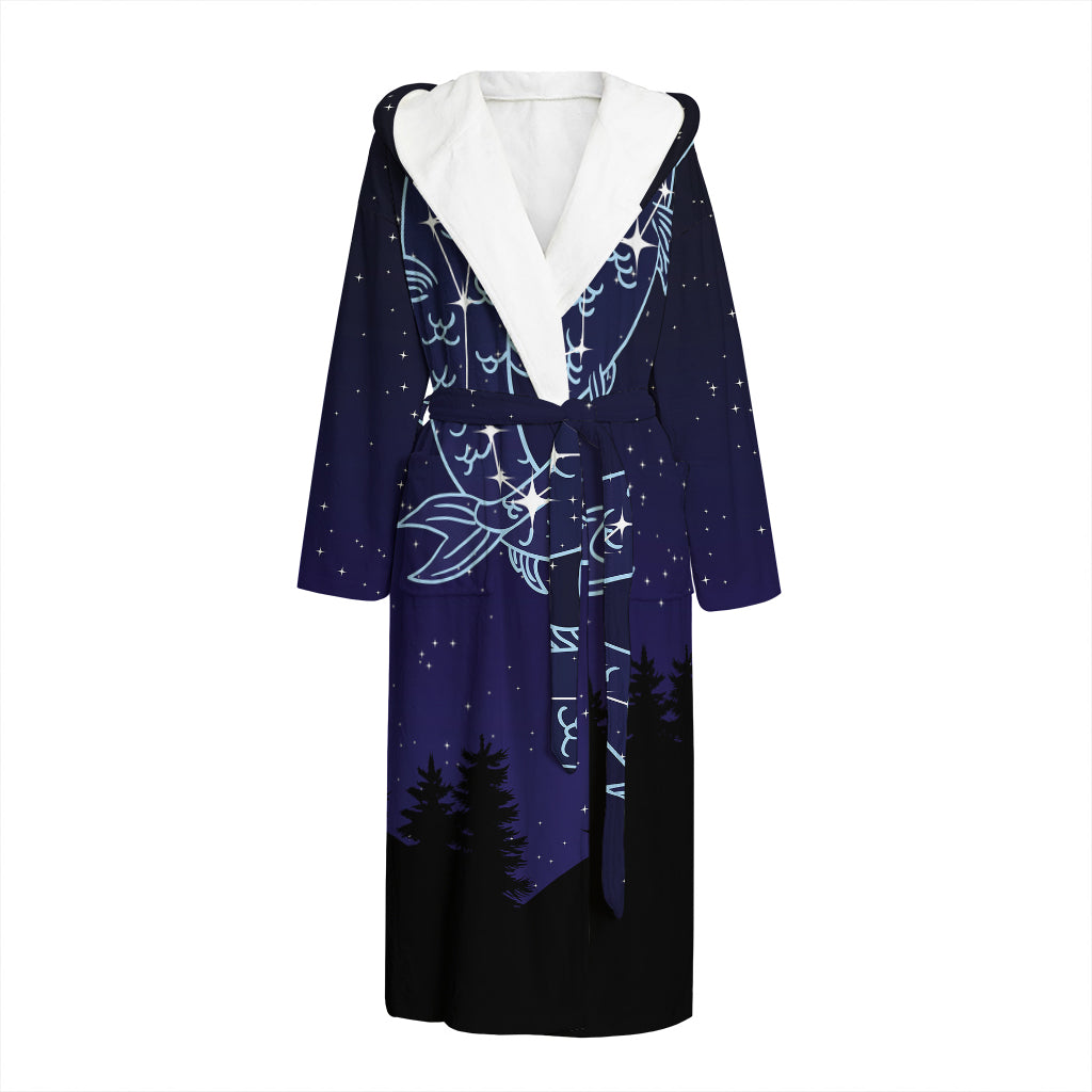 Pisces Constellation Print Hooded Bathrobe