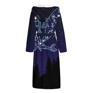 Pisces Constellation Print Hooded Bathrobe