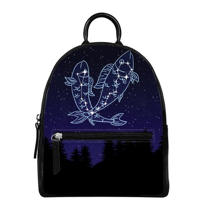 Pisces Constellation Print Leather Backpack