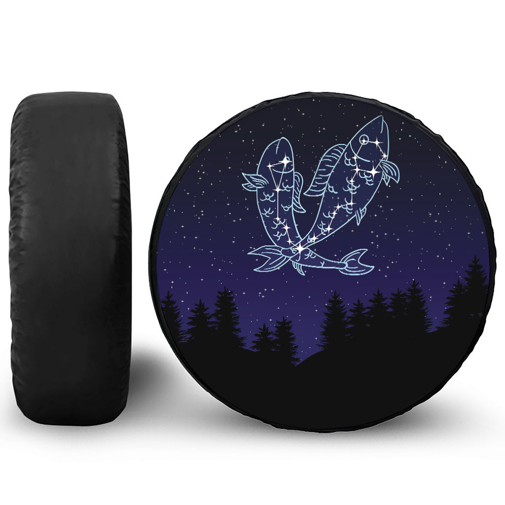 Pisces Constellation Print Leather Spare Tire Cover