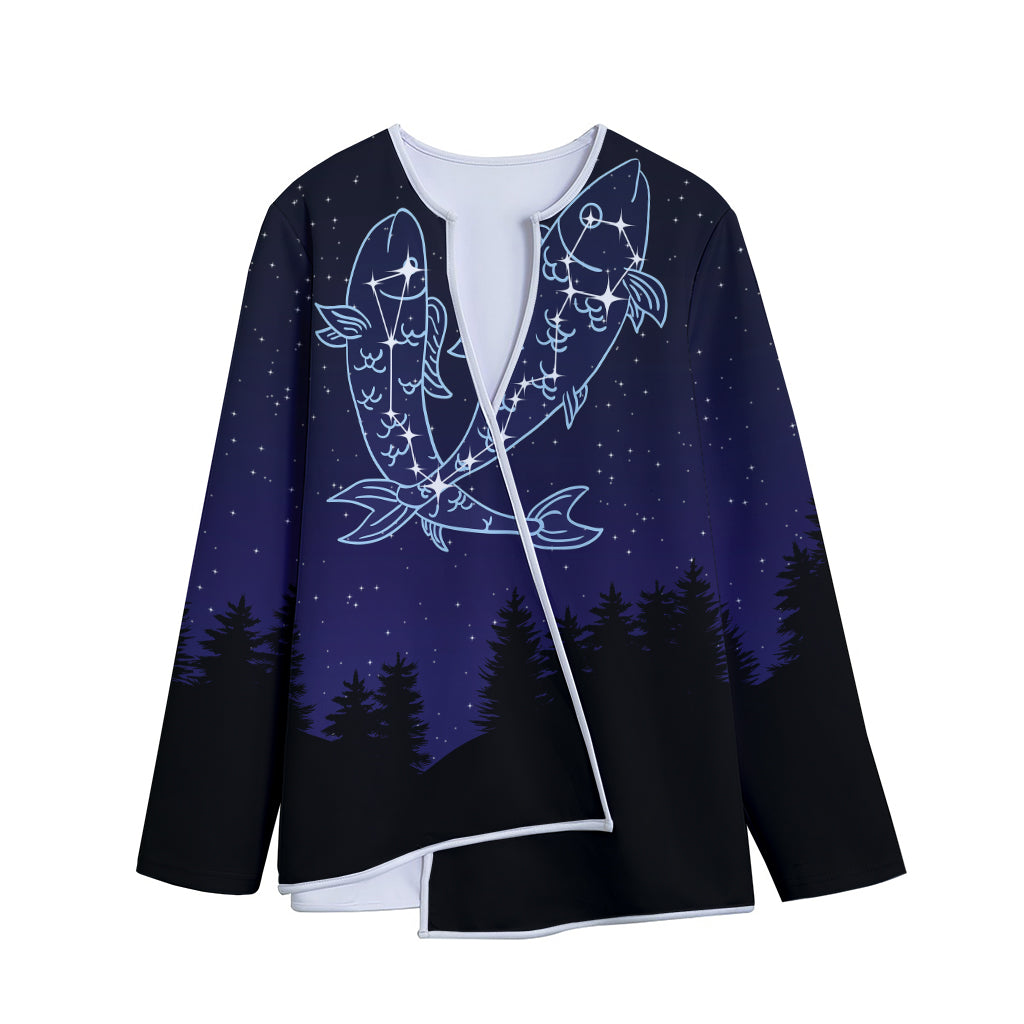 Pisces Constellation Print Long Sleeve Short Coat