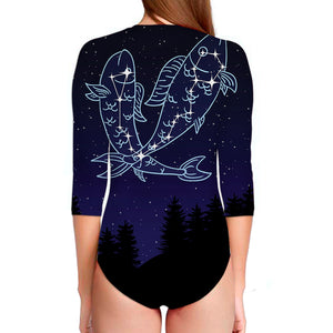 Pisces Constellation Print Long Sleeve Swimsuit