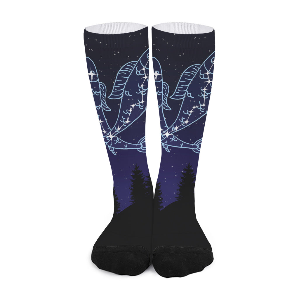 Pisces Constellation Print Long Socks