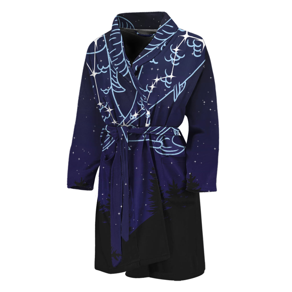 Pisces Constellation Print Men's Bathrobe