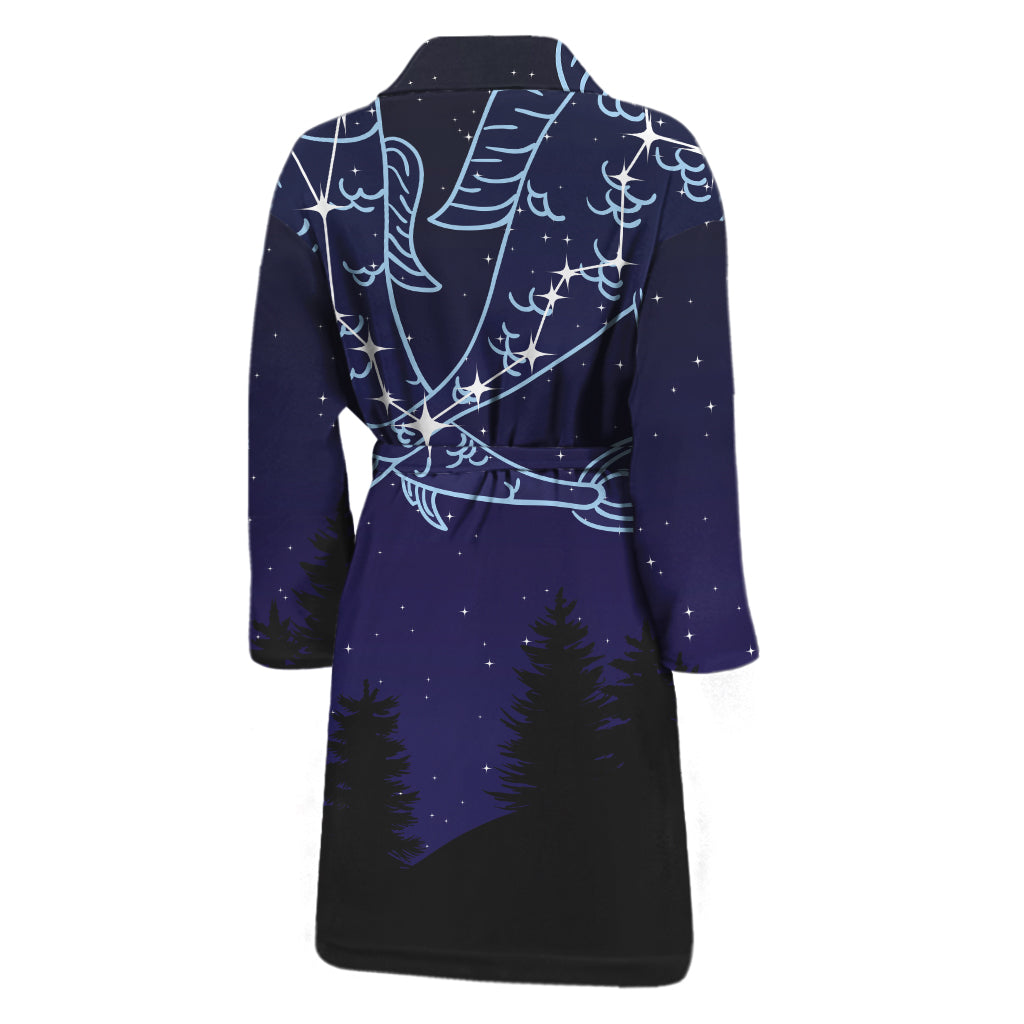 Pisces Constellation Print Men's Bathrobe