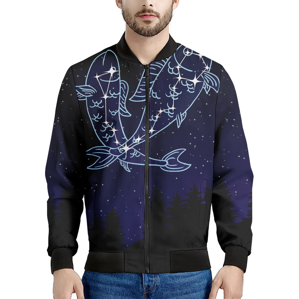 Pisces Constellation Print Men's Bomber Jacket