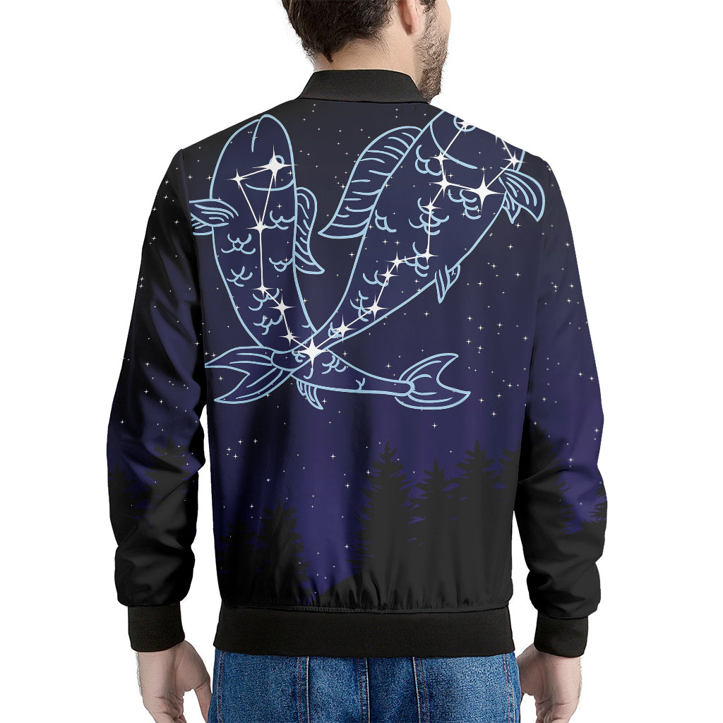 Pisces Constellation Print Men's Bomber Jacket