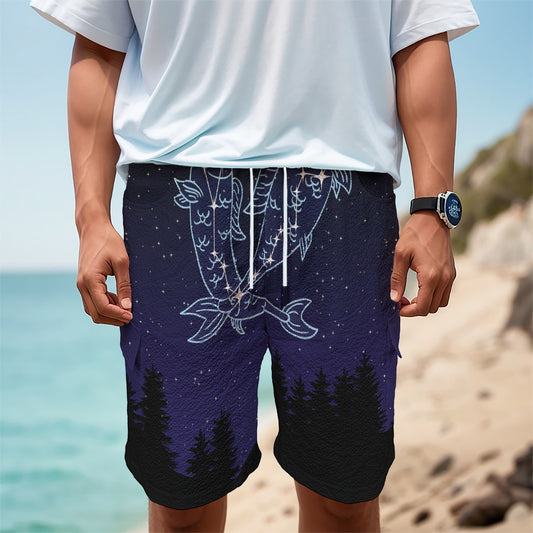 Pisces Constellation Print Men's Cargo Shorts