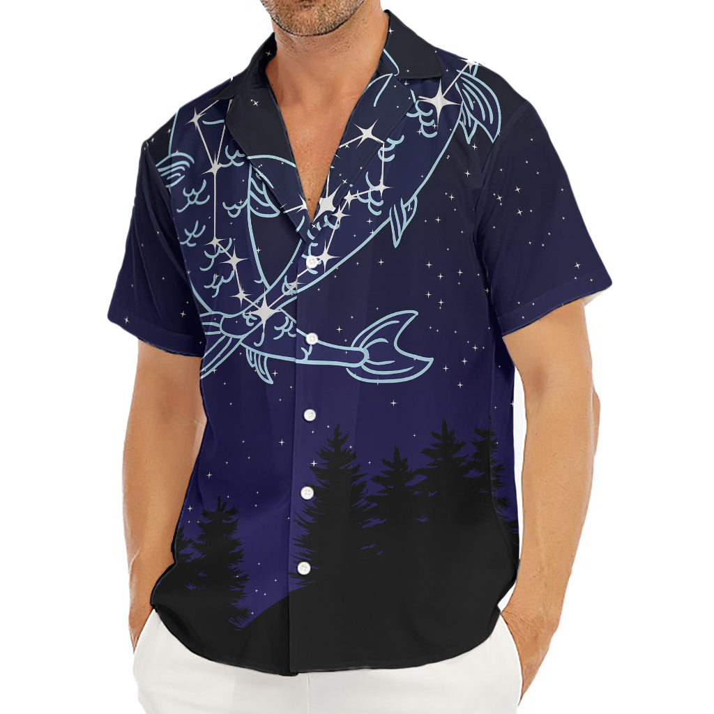 Pisces Constellation Print Men's Deep V-Neck Shirt