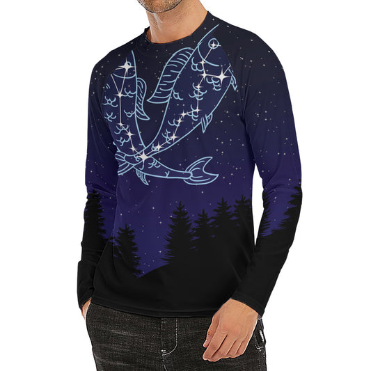 Pisces Constellation Print Men's Long Sleeve Rash Guard
