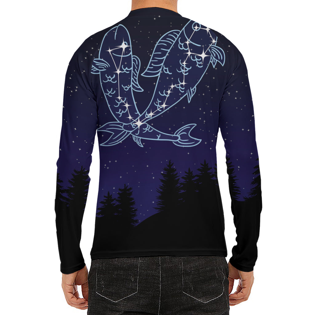Pisces Constellation Print Men's Long Sleeve Rash Guard