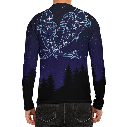 Pisces Constellation Print Men's Long Sleeve Rash Guard