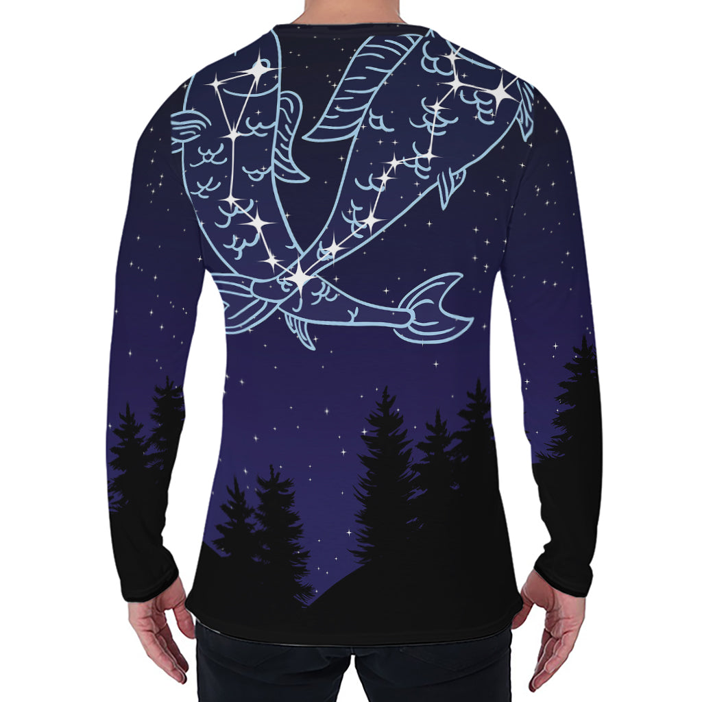 Pisces Constellation Print Men's Long Sleeve T-Shirt