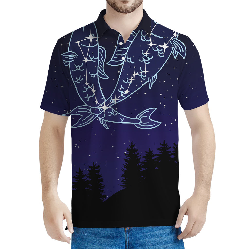 Pisces Constellation Print Men's Polo Shirt