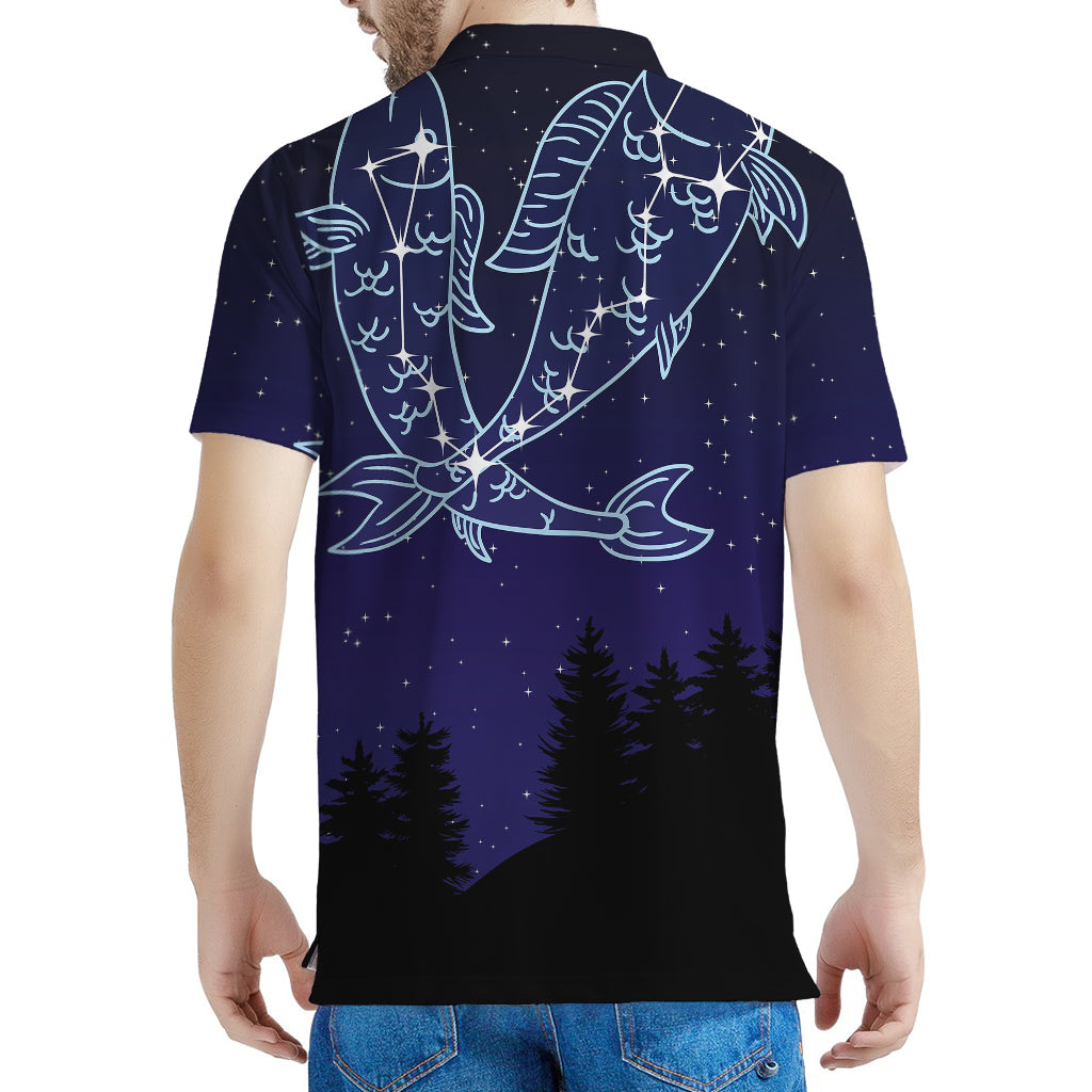 Pisces Constellation Print Men's Polo Shirt