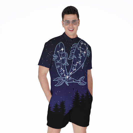 Pisces Constellation Print Men's Rompers