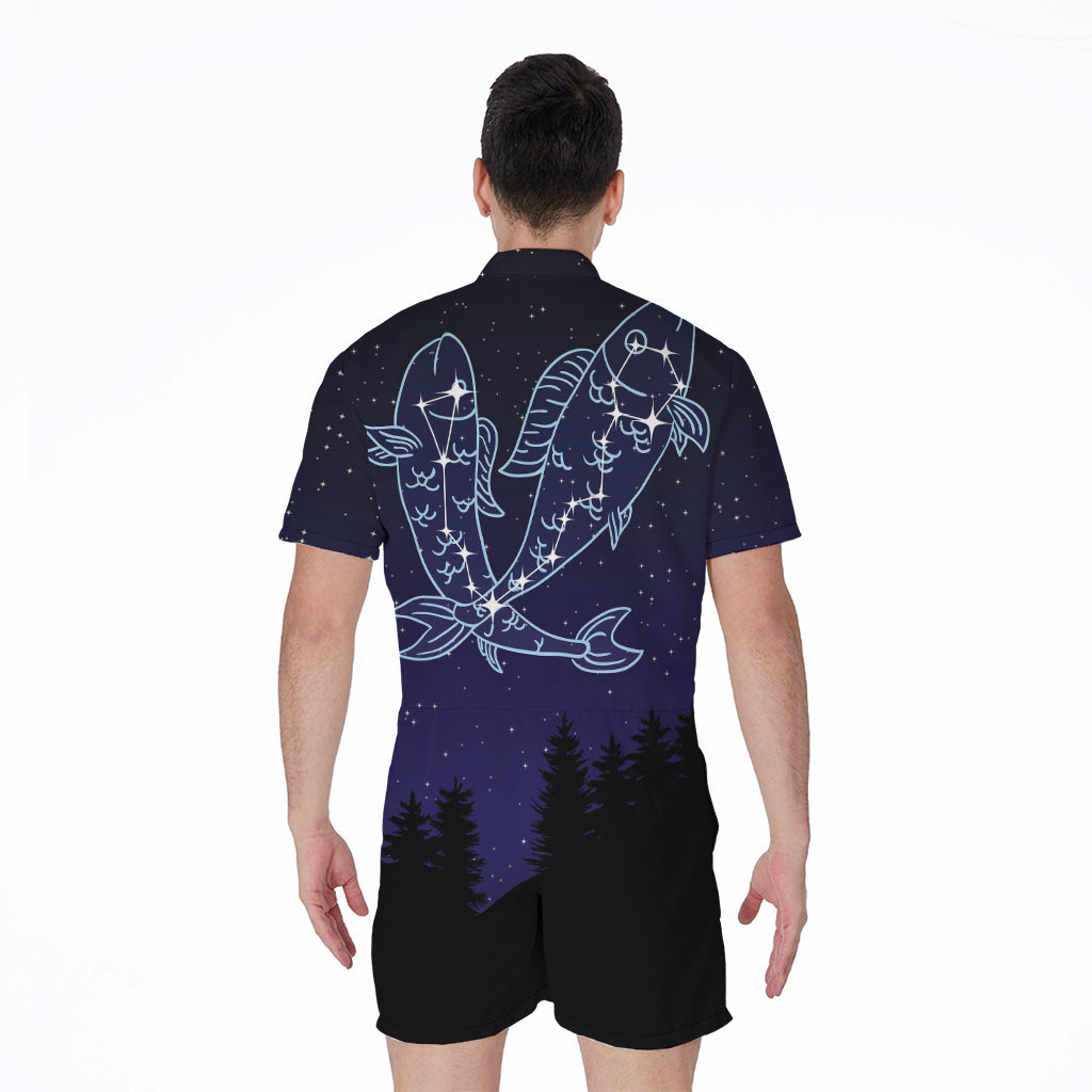 Pisces Constellation Print Men's Rompers