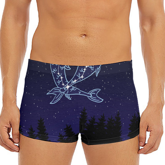 Pisces Constellation Print Men's Short Boxer Briefs