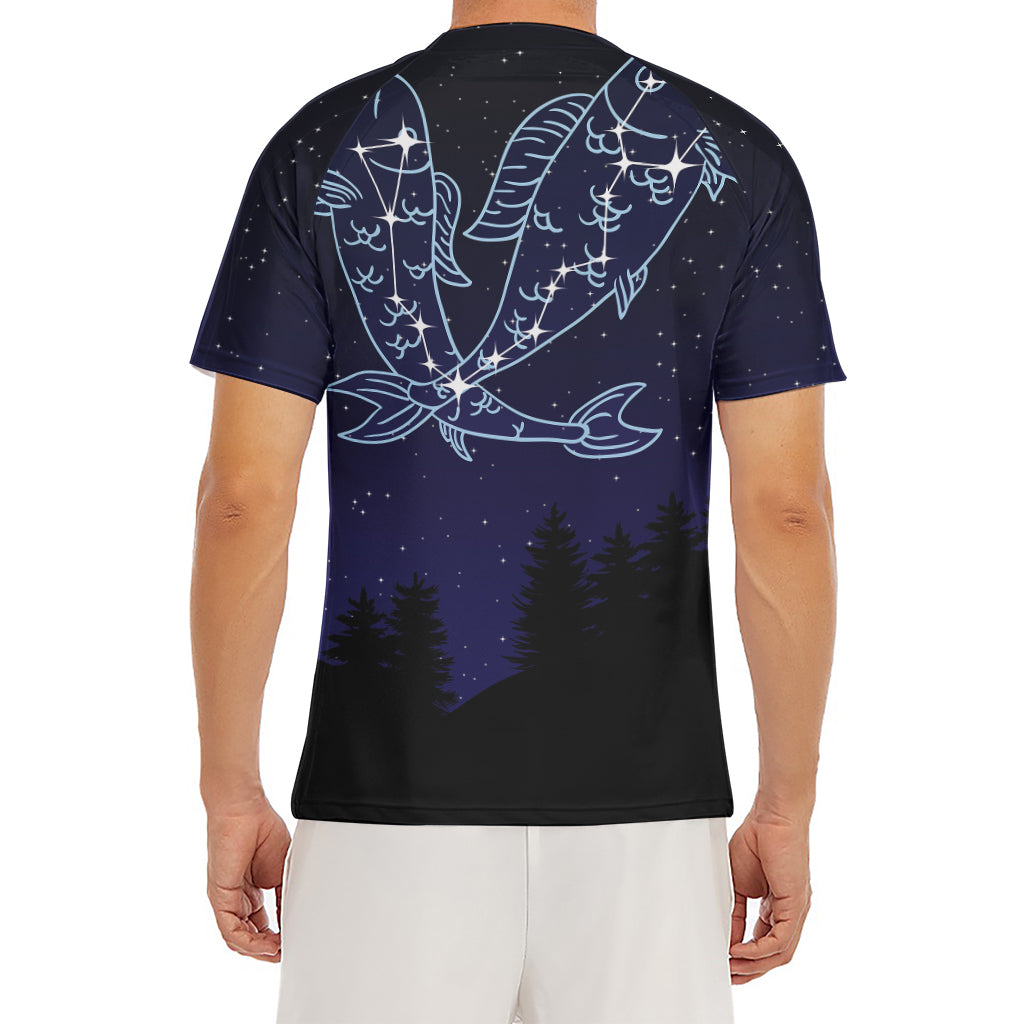 Pisces Constellation Print Men's Short Sleeve Rash Guard