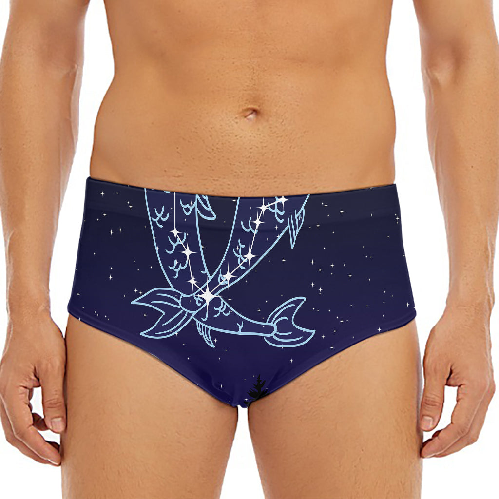 Pisces Constellation Print Men's Triangle Swim Briefs