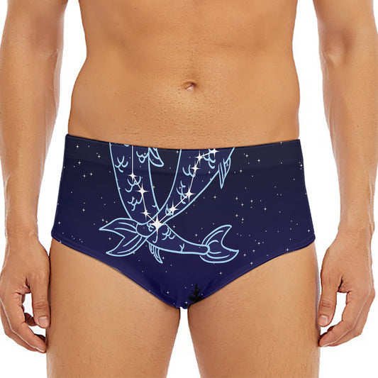 Pisces Constellation Print Men's Triangle Swim Briefs