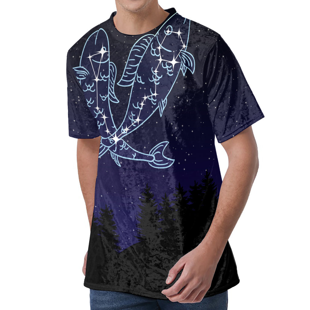 Pisces Constellation Print Men's Velvet T-Shirt