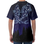 Pisces Constellation Print Men's Velvet T-Shirt