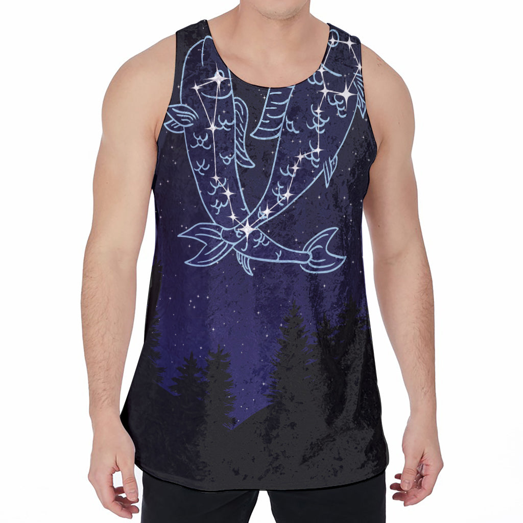 Pisces Constellation Print Men's Velvet Tank Top