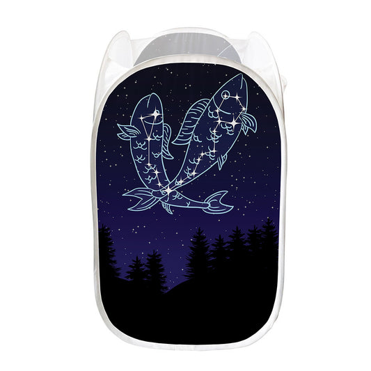 Pisces Constellation Print Mesh Laundry Hamper