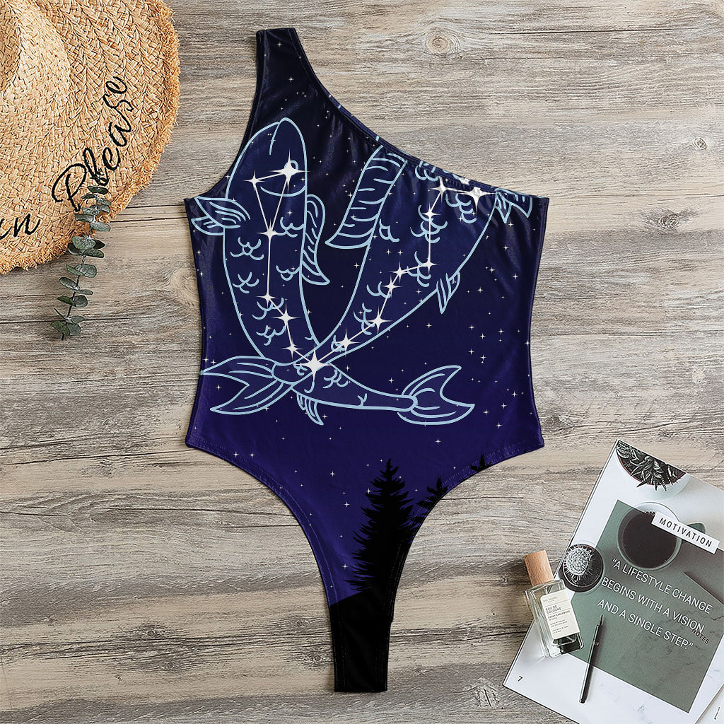 Pisces Constellation Print One Shoulder Bodysuit