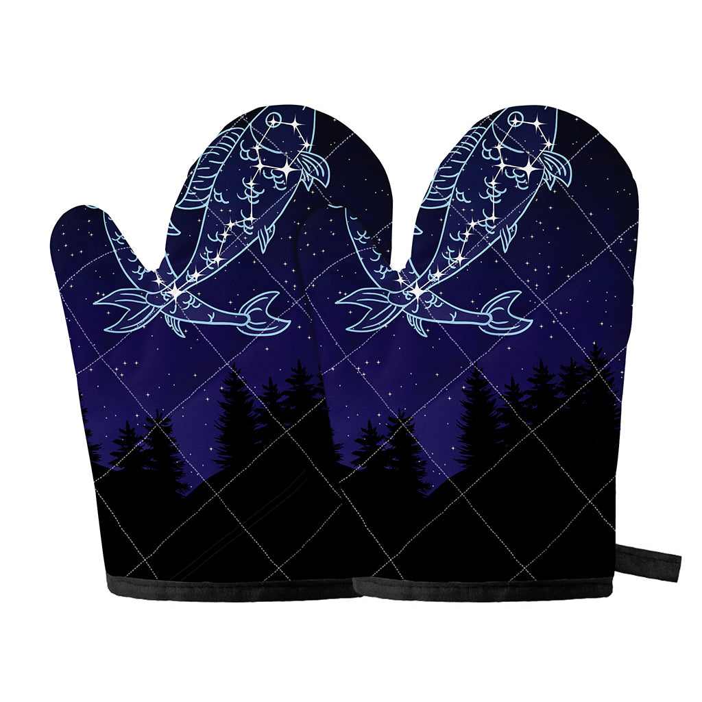 Pisces Constellation Print Oven Mitts