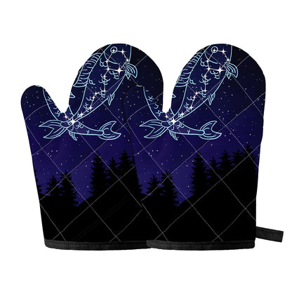 Pisces Constellation Print Oven Mitts