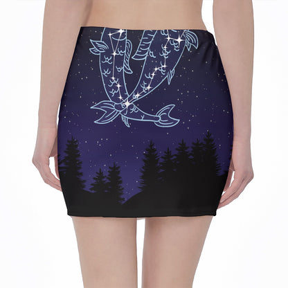 Pisces Constellation Print Pencil Mini Skirt