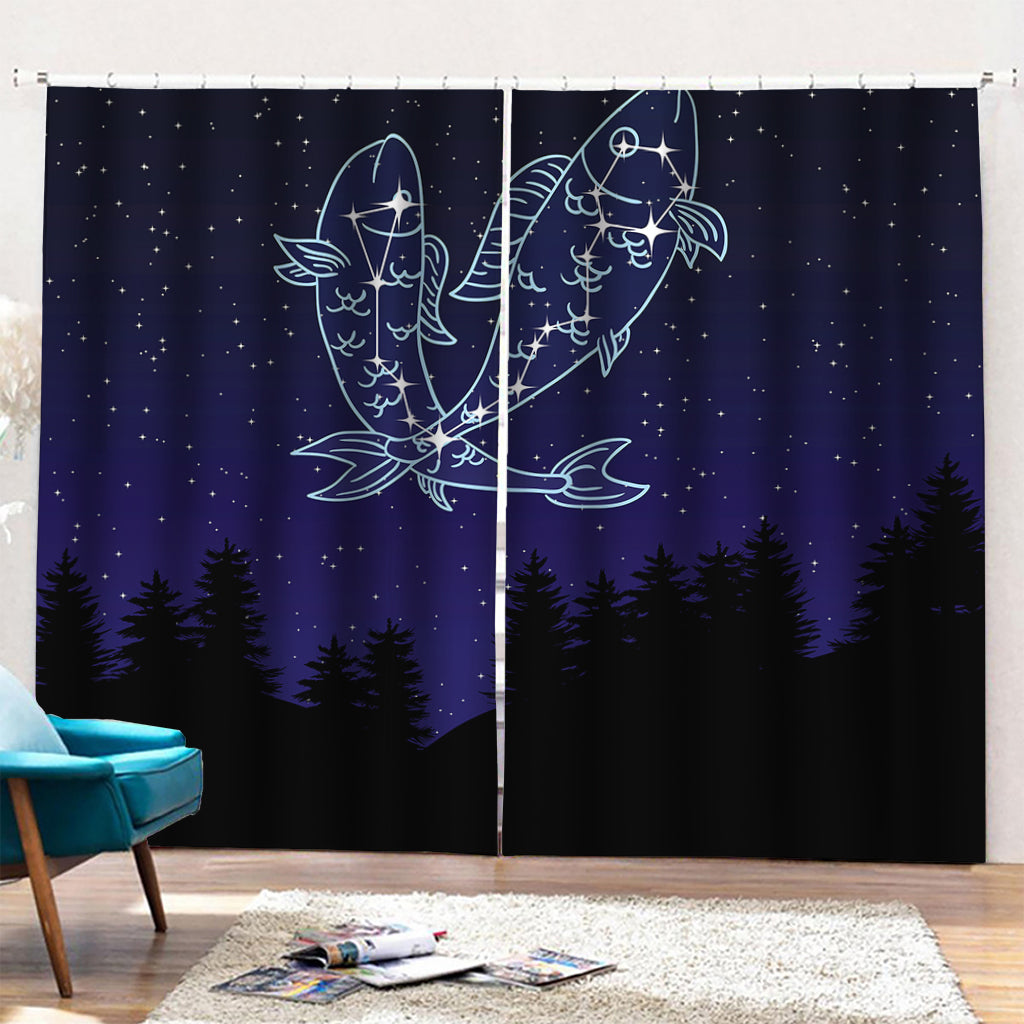 Pisces Constellation Print Pencil Pleat Curtains