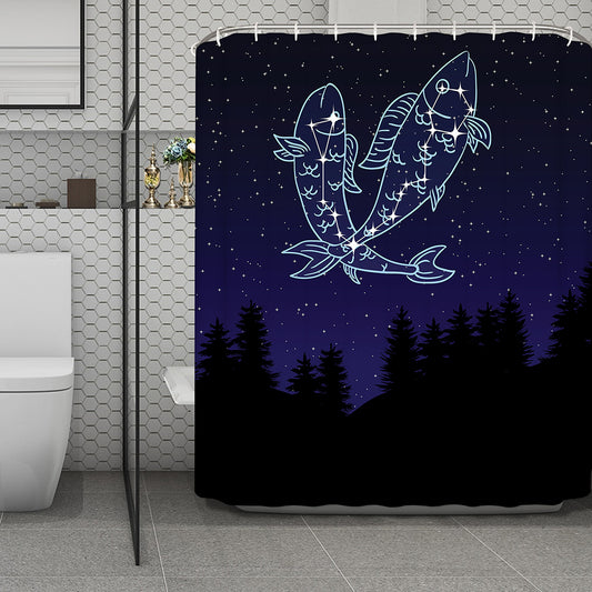 Pisces Constellation Print Polyester Shower Curtain
